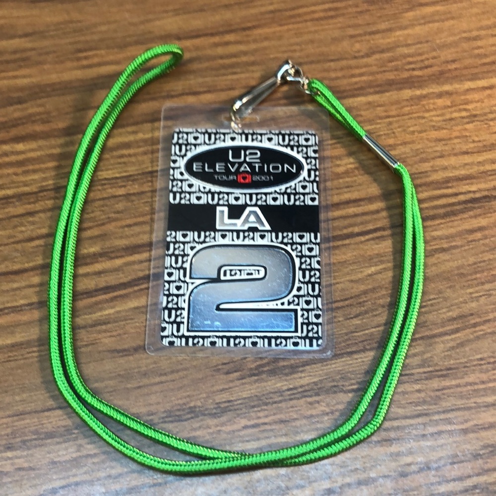 Obsolete 2001 U2 Elevation Tour VIP Laminate Backstage Pass. Los Angeles
